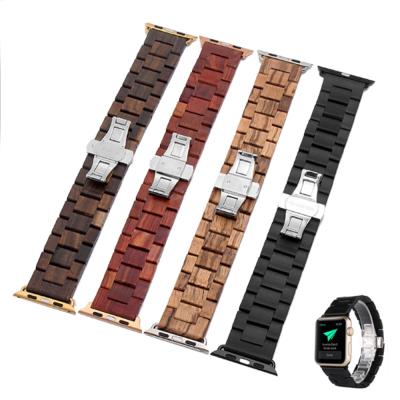 China Newest Newest 2021 Wood Strap For Apple Watch 38mm 42mm Original Wood For Apple Watch Band Wood Casual Strap for sale