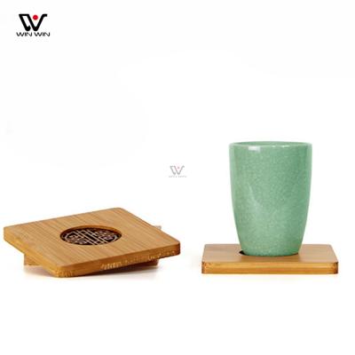 China Square Irregular Shape Sustainable Natural Wood Bamboo Coaster For Beverage for sale