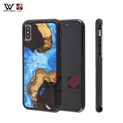 China 2020 New Arrivals Design Shockproof Phone Accessories Wooden Resin Epoxy Phone Case For iPhone X for sale