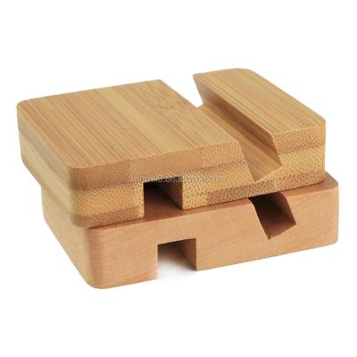 China Universal Eco-friendly Portable Wooden Hardwood Mobile Phone Stand Cell Phone Stand Thick Wooden Stand for sale