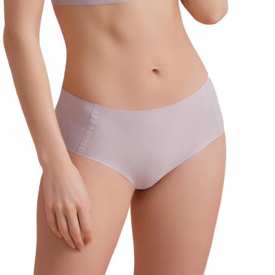 China Hippie one size ladies high cut mid ice silk panties seamless traceless nylon solid comfortable soft waist antibacterial for sale