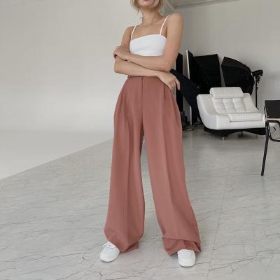 China Breathable Hot Selling Netting Loose Waist High Pants Comfortable Casual Straight Pants With Pocket for sale