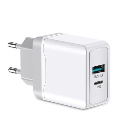 China 18w Fast Mobile Phone Charger Dual Type C Travel Charger USB Fast Adapter Pd3.0 for sale