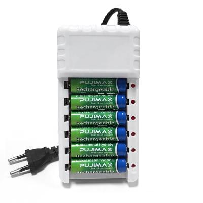 China PUJIMAX Ni-mh/Ni-cd Battery Universal 6 Slots Battery Holder Charger For 1.2V AA DCA Ni-CD Rechargeable Battery EU/UK/US Plug Charging Adapter NI-MH for sale