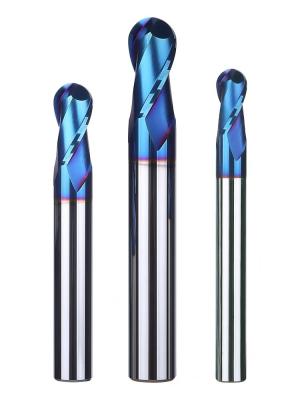 China Blue Nano Coating Ball End Mill Set CNC Carbide Cutting Tool for sale