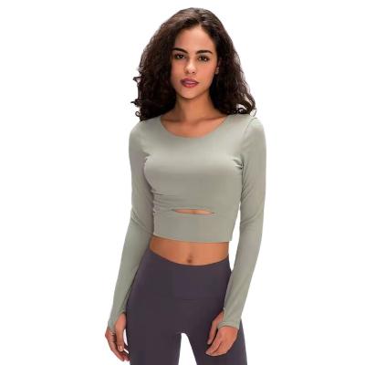 China Breathable Custom Women Long Sleeve Yoga Tops Wholesale Active Workout Sports Shirt Women Fitness Wear T-shirt Girls for sale