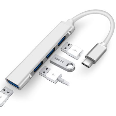 China Mobile Devices Computer Type-c .desk Mini Hub USB 3.0 Splitter One For Four TypeC Aluminum Alloy USB Hubber Extender Computer Accessories for sale