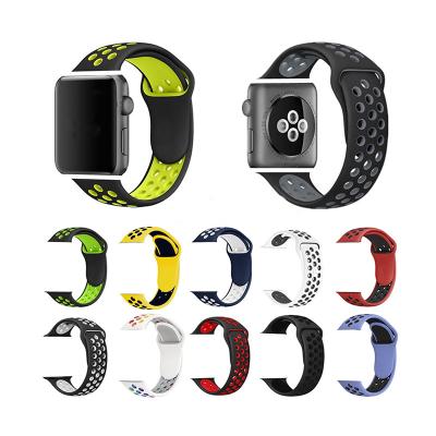 China Attach a new watch style suitable for fashion Apple Watch Series 3 Se 6 Cavity Silicone Multicolor Breathable Watch Band for sale