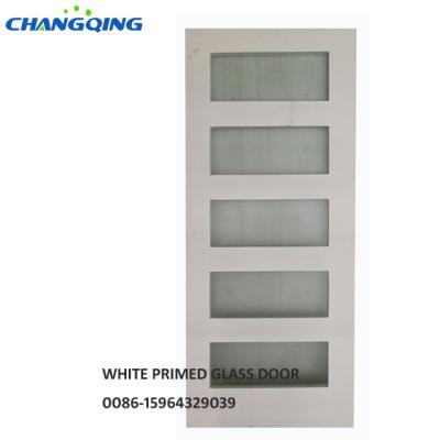 China Swing Interior White Primed Glass Swing 5 Panel Swing French Door Wood Door Design for sale