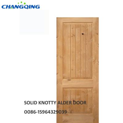 China Traditional Solid Interior Knotty Alder Wood Main Door Seam Design for sale