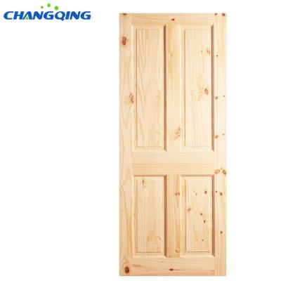 China Solid Wood Traditional Interior Front Door Designs From Traditional Knotty Pine 4 Panel for sale