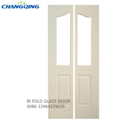 China Swing Bi-Ply 4 Interior White Primed Panel With Top Glass Wood Door for sale