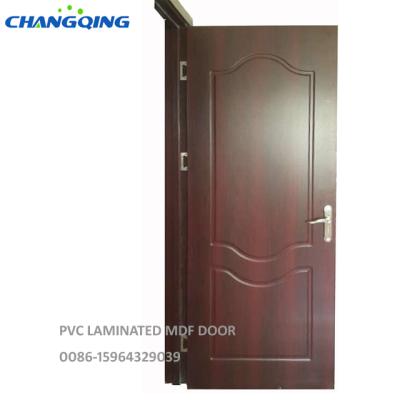 China Swing Prehung Interior Door Cavity Core PVC Laminated Wooden MDF Door for sale