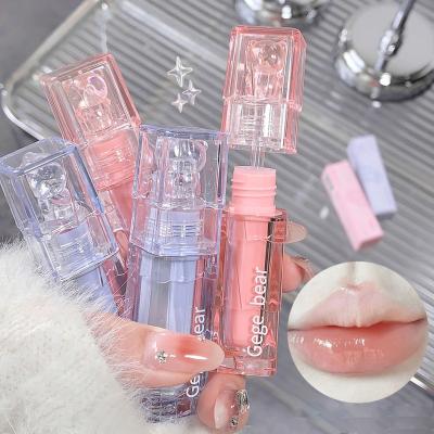 China Glossy Hot sale water Glossy Mirror lip Gloss Pinky & Blue Twin Design Gege Bear Moisturizing Long-lasting New Year Gift Lip Gloss for sale