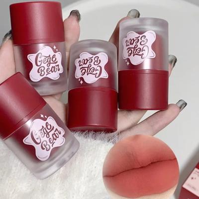 China Non-sticky Gege bear Velvet Matte Lip Mud Cute Design Matte Soft Mist Long-lasting Makeup Non-stick Cup Lip Glaze Blush Women's Lipgloss for sale