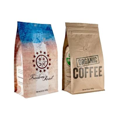 China Recyclable Wholesale Printing Coffee Pouches Foil Aluminum Packaging Bag Flat Bottom for sale