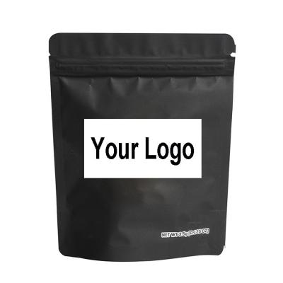 China Recyclable Black And White Coffee Bags With Custom Printed Logo Flat Bottom Aluminum Inside Zipper Bags for sale