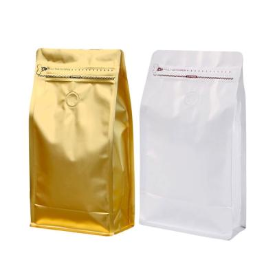 China Recyclable White Biodegradable Compostable Plastic Bags Coffee Bag Flat Bottom With Valve Zip Bag for sale