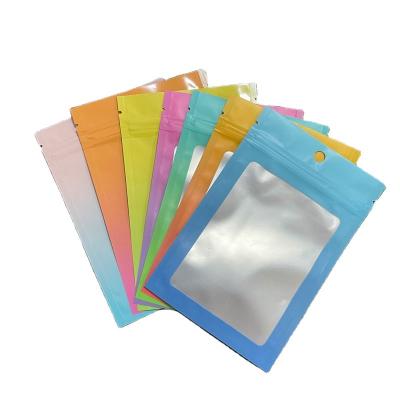 China Hot Selling Small Resealable Packaging Recyclable Frosted Colorful Holographic Packaging Ziplock Bag For Jewelry Package for sale