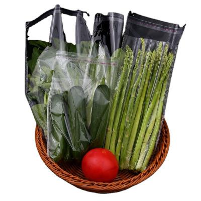 China Recyclable Biodegradable Disposable Plastic Vegetable Clear Fruits and Vegetables Supermarket Self Adhesive Plastic Bag for sale