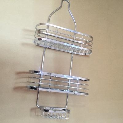 China Wire 3 Tier Modern Metal Bathroom Hanging Shower Caddy , Over The Showerhead Caddy for sale