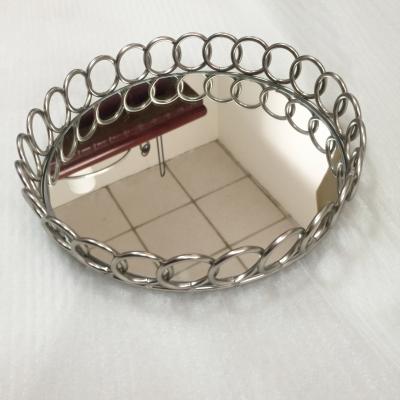 China Sustainable Round Mirror Tray Decorative Jewelry Tray Vanity Tray Tinted Colored Mirror Vanity Trays Mirror for sale