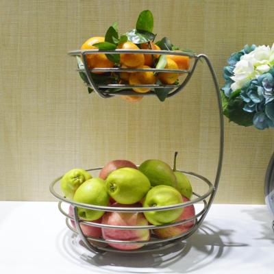 China 2 Tier Metal Fruit Basket Metal Fruit Basket Stand Viable for sale