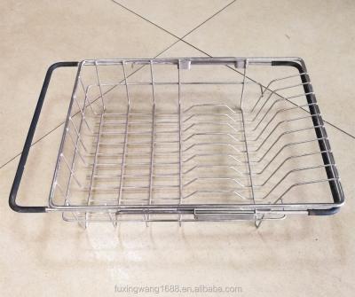 China Sustainable Small Sink Dish Drying Rack With Rubber Feet, Stainless Kitchen Dish Drainer Organizer Over /in The Sink For Drying Glasses Silve for sale