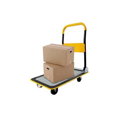 China Easy To Use Platform Hand Tools 300kg 910*610*870mm Foldable Four Wheel Hand Trolley for sale