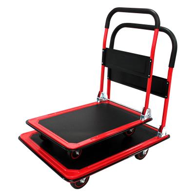 China Hot Selling Red Trolley Cart Silent Folding Flatbed Hand Truck For Tools 300kg 91cm*61cm*87cm for sale