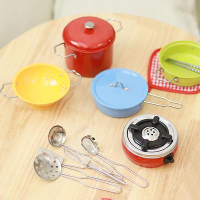 China Wholesale Stainless Steel Wooden Children's Kitchen Pretend Cooking Play Set Promotion Customized Kids Toys Kitchen Tableware Toy Kitchen Sets for sale