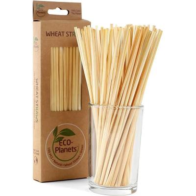 China Contemporary Disposable Biodegradable 200mm Wheat Straw Eco Friendly 200mm Drinking Straw Tableware 150mm Material Straws for sale