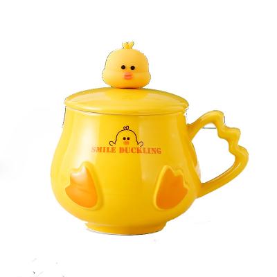 China New Product Ideas 2022 Small Viable Yellow Electric Coaster Duck Style Heated Warmer Smart Automatic Heating Ceramic Mug for sale