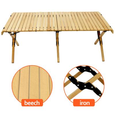 China Durable OEM Furniture Roll Up Table Easy Folding Camping Wood Camping Table for sale