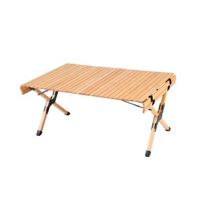 China Durable High Quality Outdoor Portable Beech Wooden Egg Roll Table Foldable Camping Camping Lightweight Picnic Table for sale