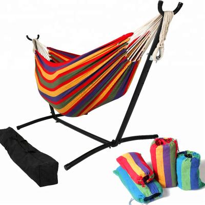 China Durable Outdoor Cotton Double Folding Portable Free Standing Hammock for sale