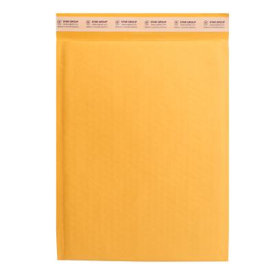 China Superior cushioning and surface protection Biodegradable Yellow  Kraft Paper  Bubble Mailers Envelope Parcel Bag Shipping Packaging Pouch for sale