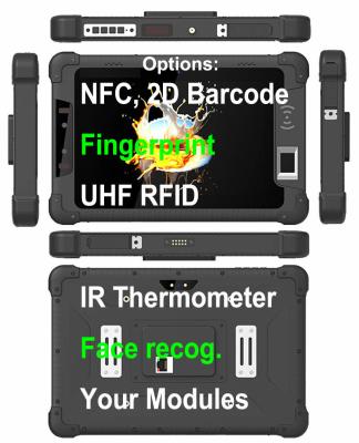 China MT6761 NFC RJ45 Lan Port 8 polegadas Robusto Tablet PC Leitor de código de barras RS232 Reconhecimento facial UHF RFID à venda