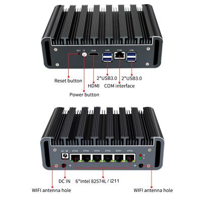 China PFsense Firewall-pc, Zonder ventilator Mini Computer Quad kern I5-10210 I7-10510U 6 Gigabit LAN Te koop