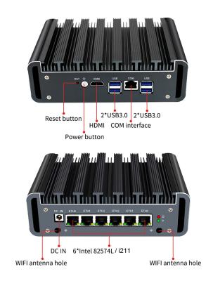 중국 셀레론 5305U 6 기가비트 LAN PFSENSE 방화벽 PC 팬리스 미니 PC 판매용