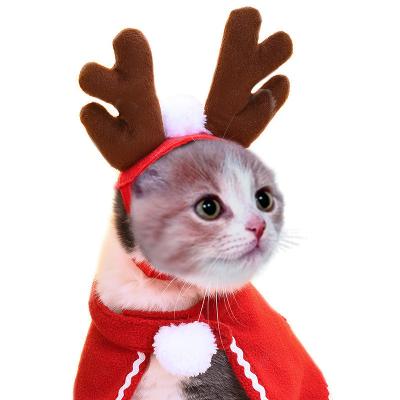 China Christmas New Year Hot Sale Pet Cat Dog Costume Clothes Head Viable Strip Holiday Cape Multi-styles for sale