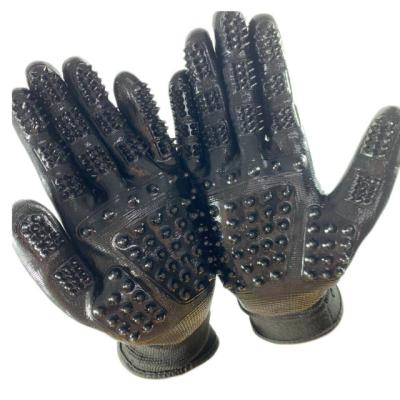 China Stocked Soft Deshedding Bathing and Massaging Cats Pet Grooming Gloves Stiffened Tips Cleaning Tool Gloves for sale