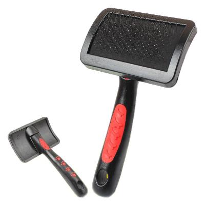 China Stocked Wholesale Black And Red Removing Shedding Tangle And Dirt Pet Mold Slicker Brush Grooming Stylish Comb for sale