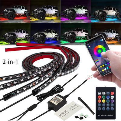 China For All Cars APP Wireless Remote Control Car Underglow Lights RGB Colors Waterproof Outdoor Car LED Strip Lights for sale