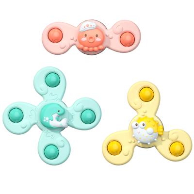 China 3 Pack Suction Cup Eco-friendly Material Rotation Toys Early Learning Toys Toddler Baby Bathing Toys for sale