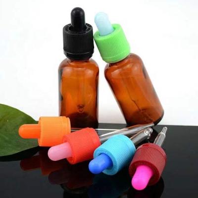 China High Quality Pharmaceutical Silicone Glass Bottle Lids Essential Oil Dropper Cap Plastic Top Cap Closure With Glass Tube for sale