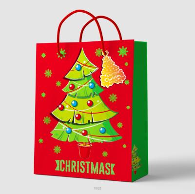 China Recyclable Wholesale Custom Full Color Printing Paper Sack Christmas Paper Bags With Handles for sale