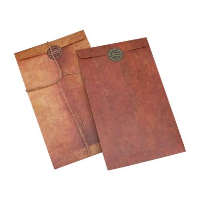 China Business Envelope Custom Vintage Kraft Paper Envelope Set with Seal Stickers Stationery Paper and Envelope Sets for sale