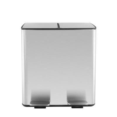 中国 40L 60L Stainless Steel Sustainable Waste And Recycling Bin Two Compartments 販売のため