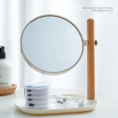 China Natural Bamboo Easy Cosmetic Mirror Storage Makeup Mirror Magnifying Magnifying Tray à venda